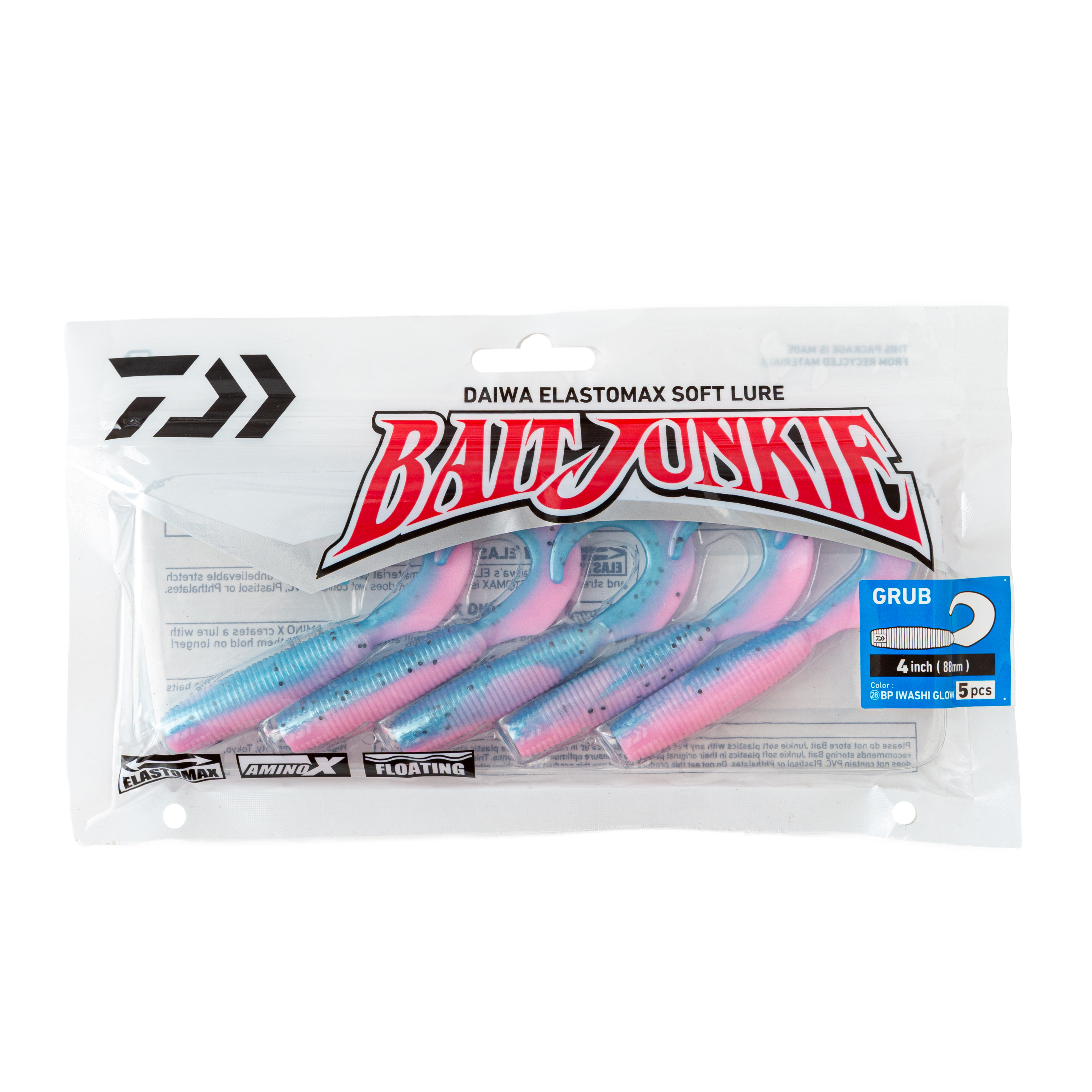Силиконовая приманка Daiwa Bait Junkie Grub BP IWASHI GLOW (4")